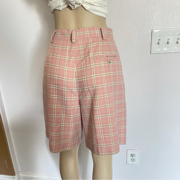 Lo sports Vintage Plaid High Waisted Pleated Bermuda Shorts size 10 - Picture 6 of 9